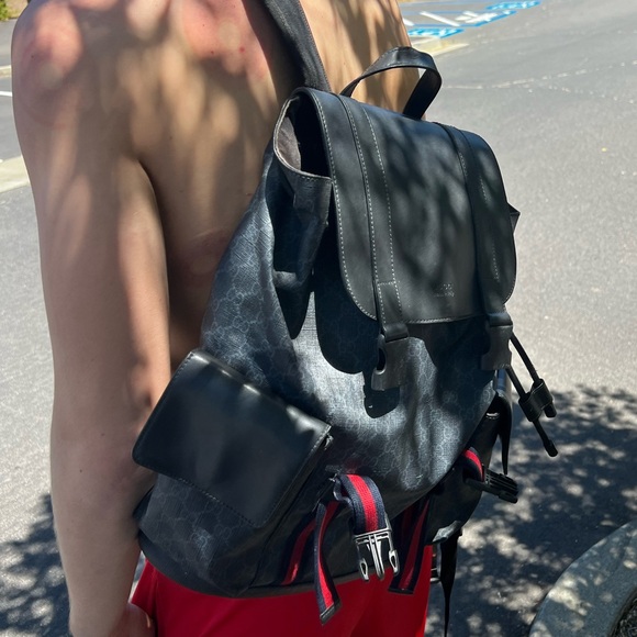 GUCCI GG LEATHER MEN BACKPACK BAG CARRYON MONOGRAM SIGNATURE MOTIF SUPREME STRAP - Picture 16 of 16